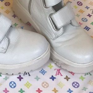 Steve Madden Shoes - White leather Velcro strap combat boots Steve Madden Shoes - White leather Velcro strap combat boots